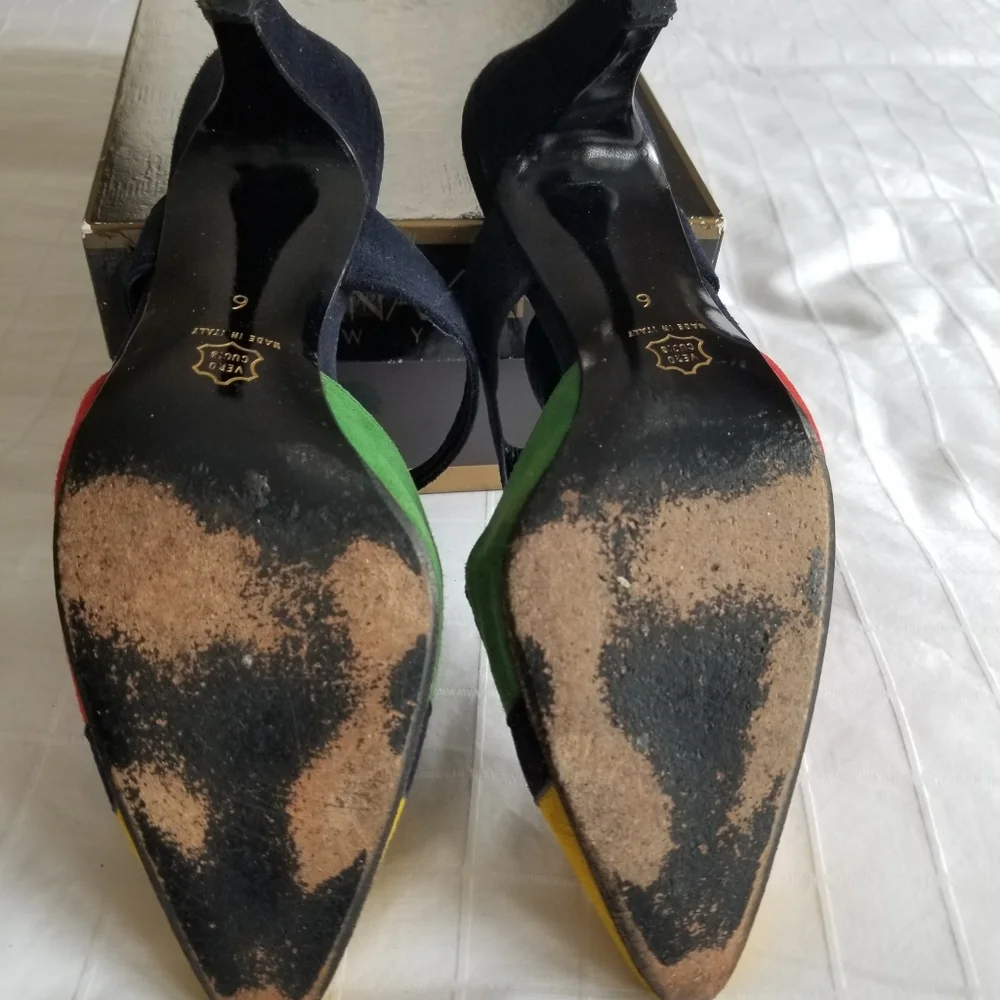 Vintage Donna Karan Colorblock Suede Slingbacks - Picture 6 of 6
